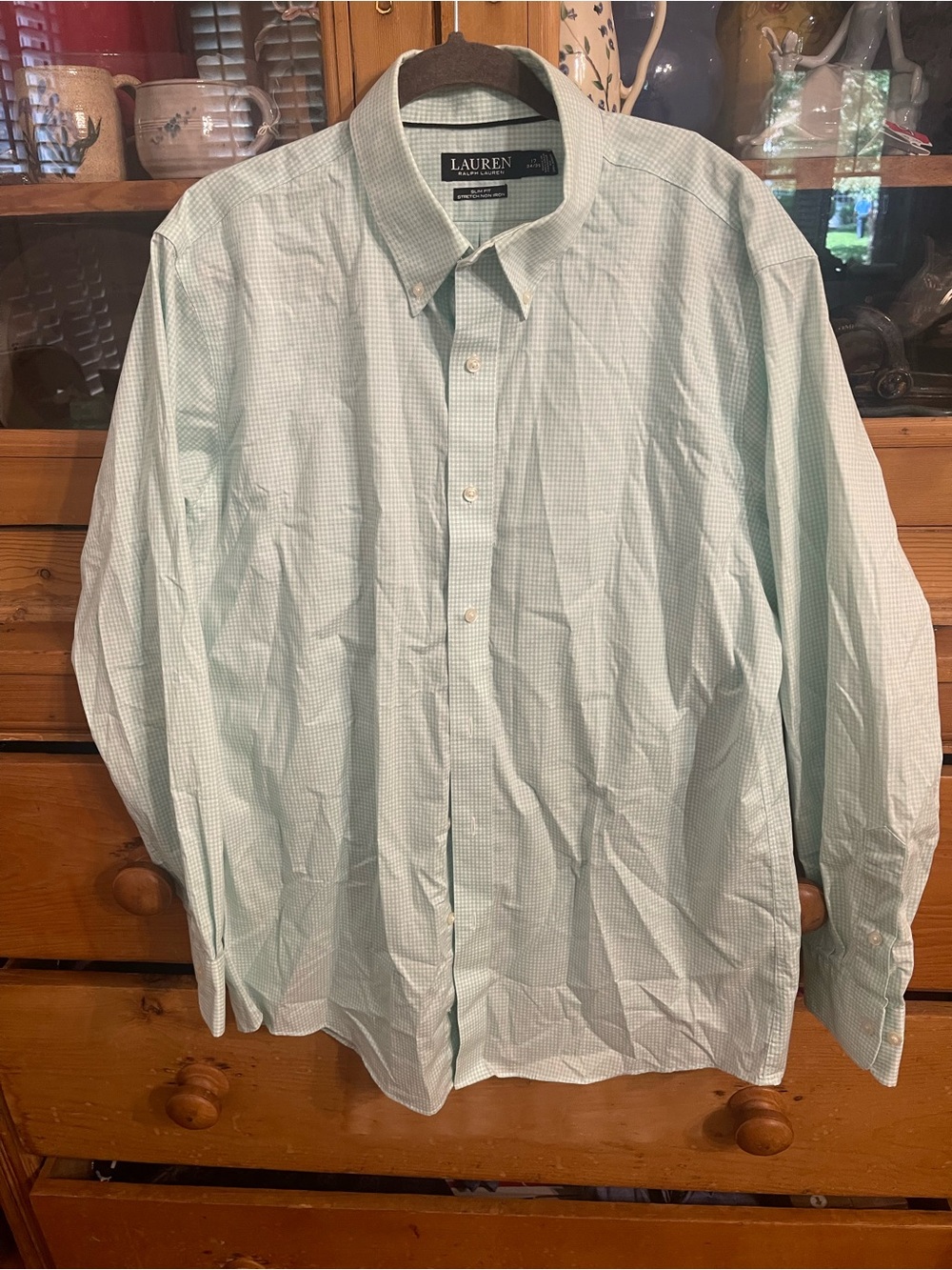 Lauren Ralph Lauren Light Green Check Button-Down Shirt